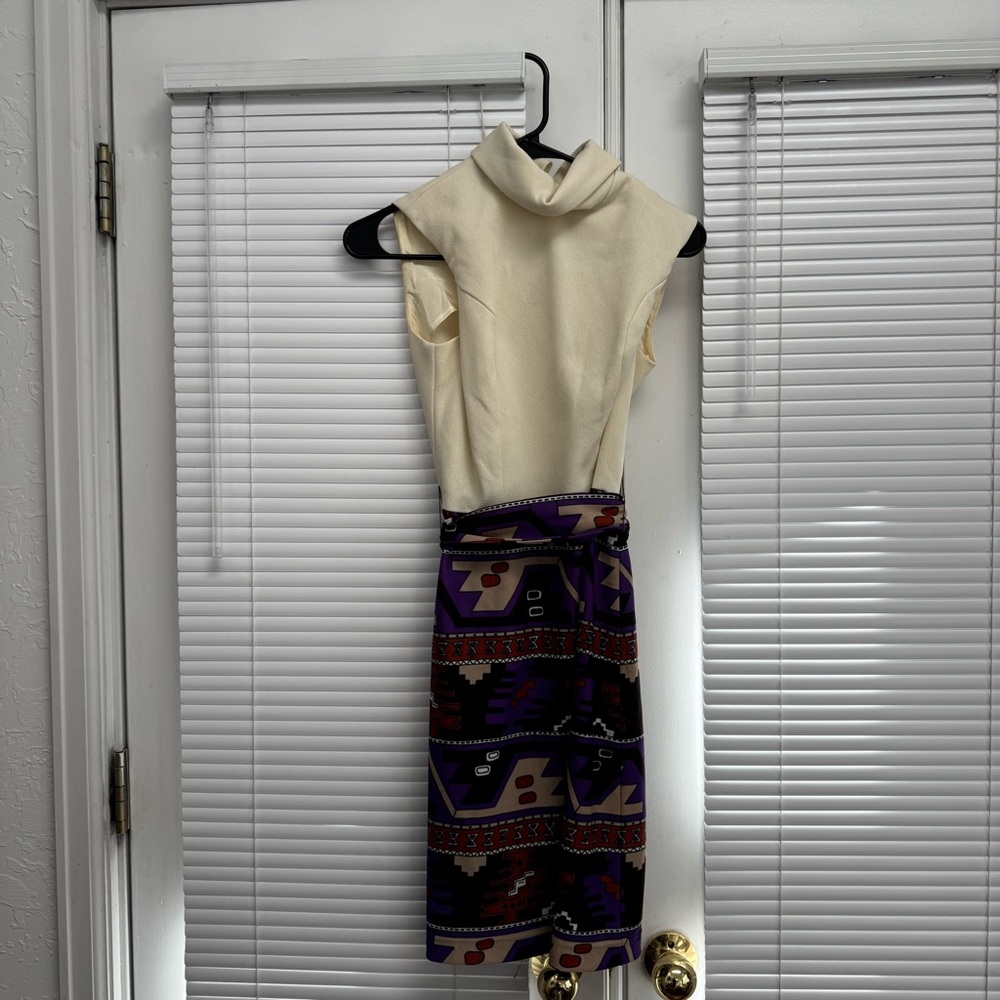 70s Geometric Vintage Mini Dress & Jacket Set - Picture 5 of 16